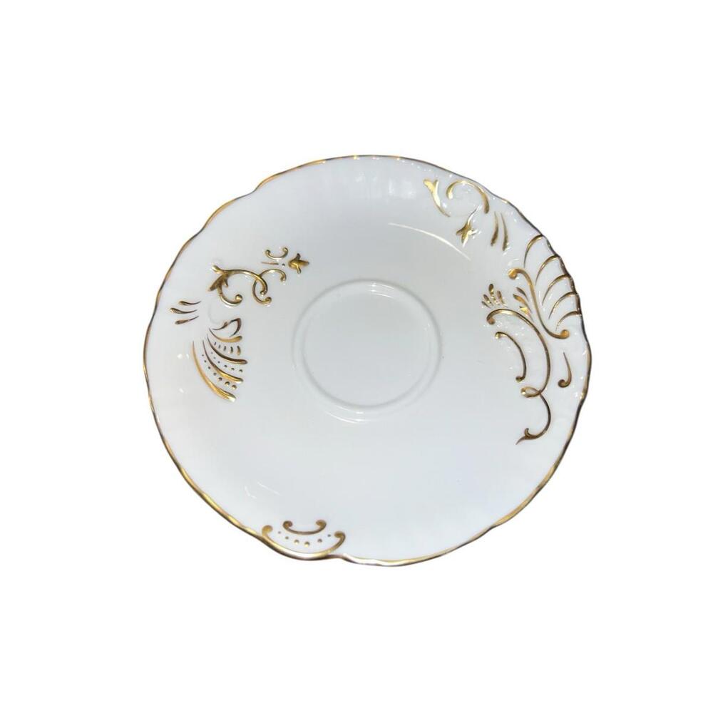 Hammersley England Bone China Saucer White Gold Scroll Trim‎ Vintage Replacement